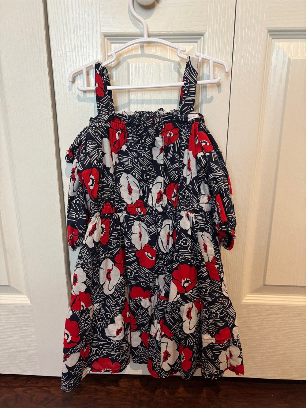 Janie and Jack Navy Floral Sundress with Red & White Blooms 4t girls